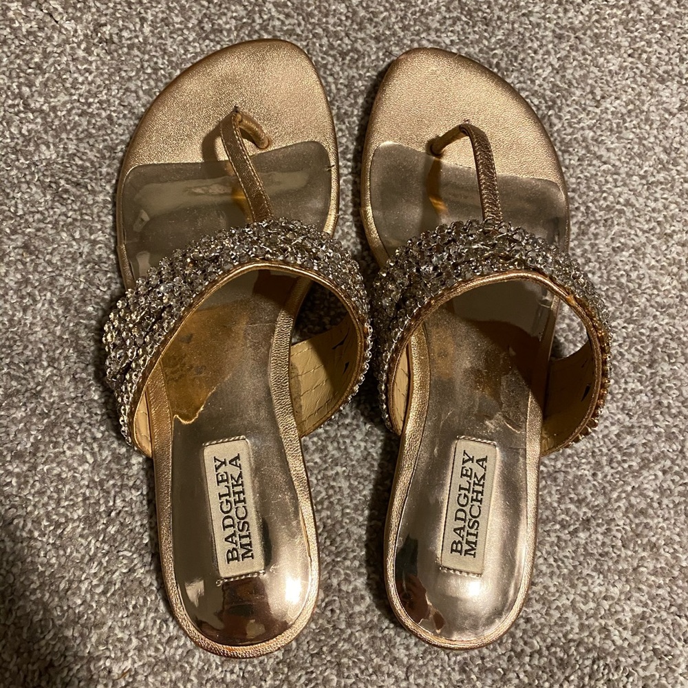 Rose gold badgley mischka sandals size 7.5